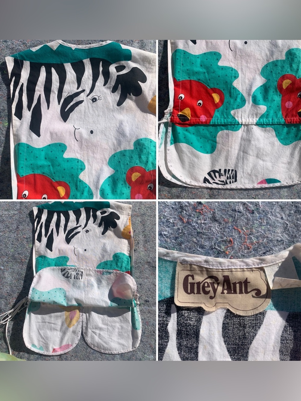 Designer Grey Ant cotton pinafore apron style top w/ a colorful animal print - Picture 16 of 16
